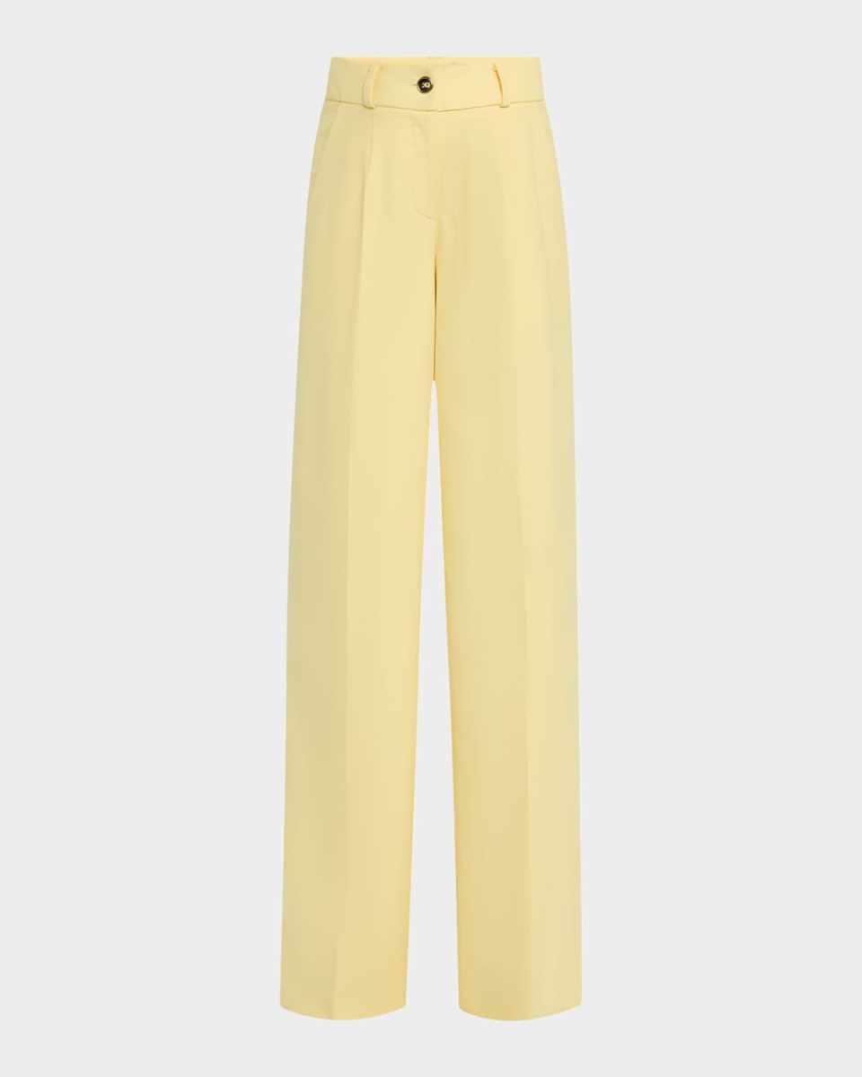 Pinstripe Wide Leg Wool Pants